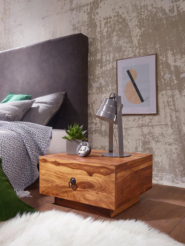Rootz design sengebord massivt træ sheesham 40x40x25 cm - Moderne sengebord kommode - Natbord natbord i naturtræ