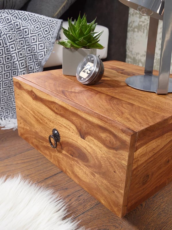 Rootz design sengebord massivt træ sheesham 40x40x25 cm - Moderne sengebord kommode - Natbord natbord i naturtræ