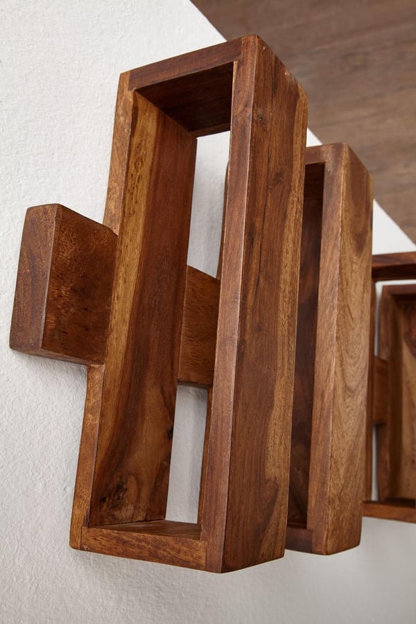 Rootz magasinstativ massivt træ sheesham 2 opbevaringsrum magasinstativ design brochureholder landlig stil