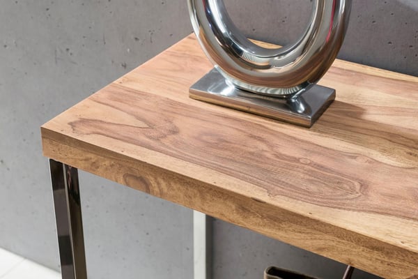 Rootz konsolbord massivt træ akaciekonsol med metalben skrivebord 120 x 45 cm skænk i landlig stil