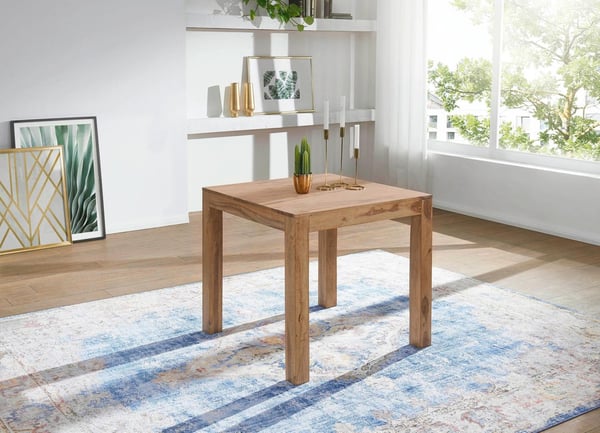 Rootz spisebord massivt træ akacie 80 cm spisebord træbord design køkkenbord landlig mørk brun