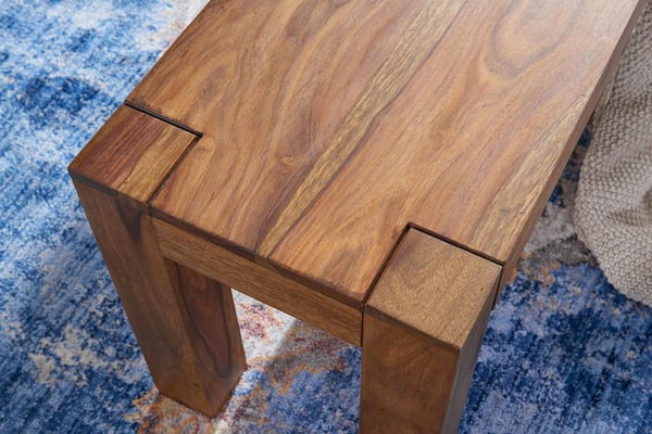 Rootz spisestuebænk massivt træ Sheesham 140 x 45 x 35 cm træbænk naturprodukt Køkkenbænk i landlig stil