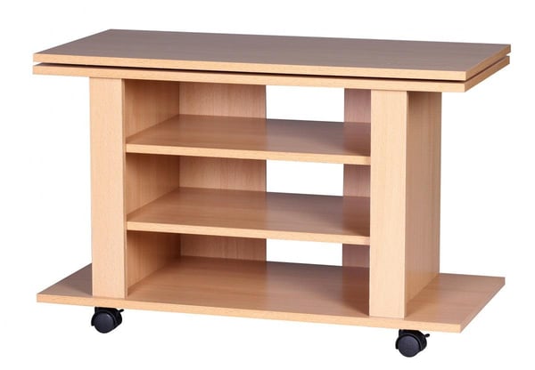 Rootz TV HiFi Bench Beech TV-taso, käännettävä ja rullattava 75 x 38 x 51 cm
