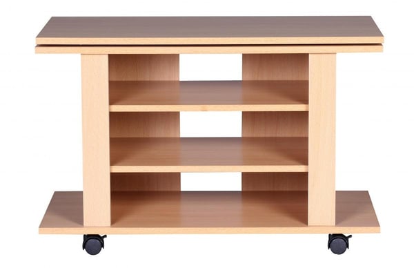Rootz TV HiFi Bench Beech TV-taso, käännettävä ja rullattava 75 x 38 x 51 cm