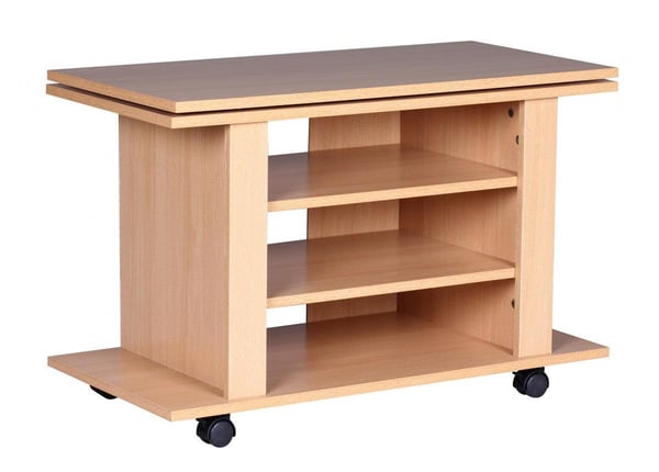Rootz TV HiFi Bench Beech TV-taso, käännettävä ja rullattava 75 x 38 x 51 cm