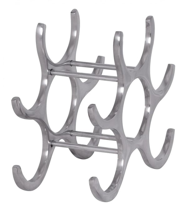 Rootz design alumiiniviinihylly 6 pulloa hopeaa 29x24x14 cm - Pulloteline viinitarvikkeet litteä moderni - Metallinen koristeellinen viinipulloteline