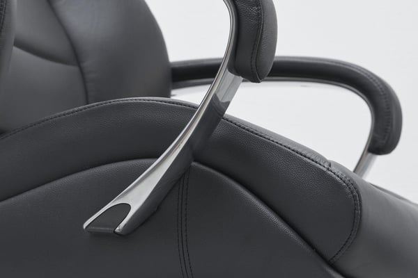 Rootz designer kontorstolebetræk i ægte læder sort skrivebordsstol op til 120 kg - XXL design direktionsstol, højdejusterbar - Ergonomisk drejestol me