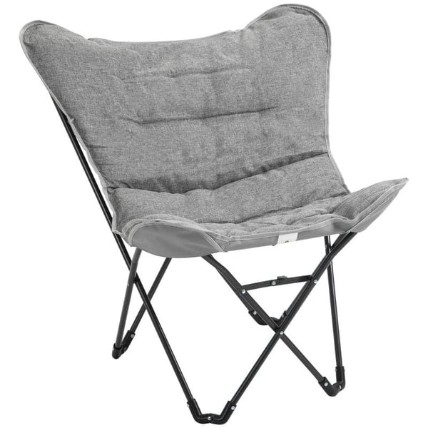 Rootz Campingstol - Sammenklappelig Campingstol - Foldestol - Stål/Polyester - Lysegrå - 88 x 74 x 84 cm