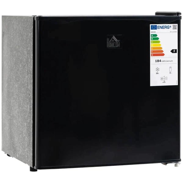 Rootz Minifryser - 35 L fryseboks - Mini Kummefryser - Minikøleskab - 5-niveaus temperaturkontrol - Stål, Plast - Sort - 47W x 44,2D x 48,8H cm