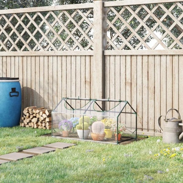 Rootz Drivhus - Folie Drivhus Med Vindue - PVC Drivhus - Tomat Hus - Kold Ramme - Gennemsigtig - 120 x 60 x 60 cm