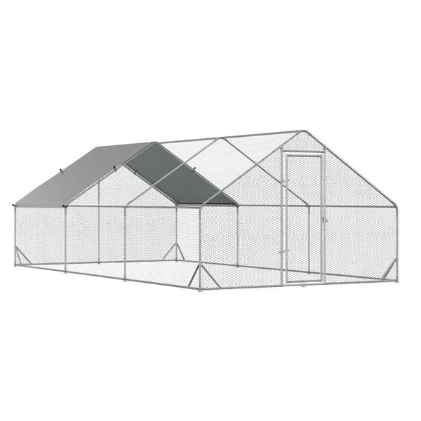 Rootz hønsegård - andegård - hønsefjerkræhus - hønsebur - kaninbur - sølv - 3 x 4 x 2m