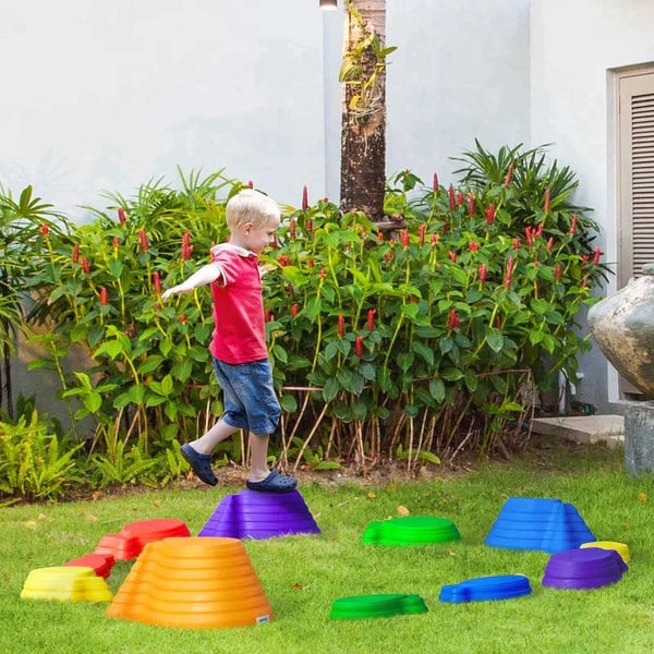 Rootz Balance Stones - Trappesten - 11 stykker - Stabelbar - Skridsikker - Robust - Til indvendig og udvendig - Belastbar op til 100 kg - Flerfarvet -