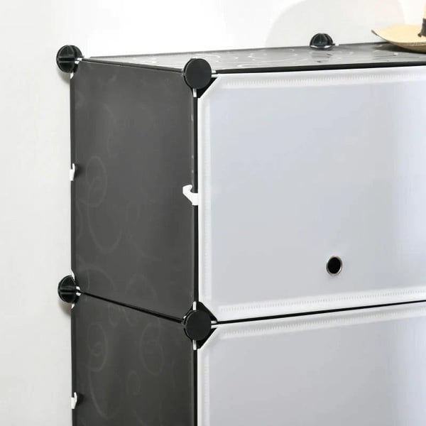 Rootz skoskab - træhammer - sort klemme - plast + stål - sort + hvid - 125 x 32 x 125 cm