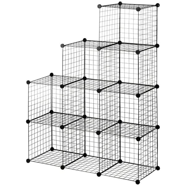 Rootz Plug-in reoler - Terninghylde - Skohylde - 9 terninger - Modulstruktur - Stål - Sort - 35 x 35 x 35 cm
