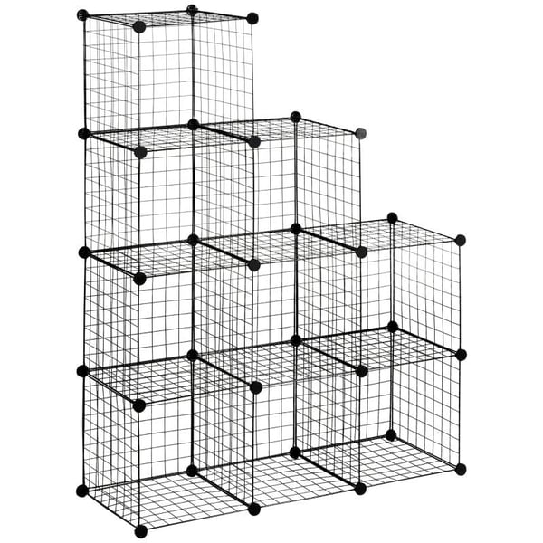 Rootz Plug-in reoler - Terninghylde - Skohylde - 9 terninger - Modulstruktur - Stål - Sort - 35 x 35 x 35 cm