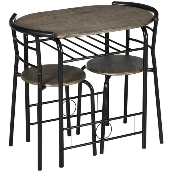 Rootz køkkenbordssæt - spisestuesæt - 3-delt bistrosæt - 1 bord - 2 stole - MDF/metal - Sort - 80 cm x 53 cm x 74,5 cm