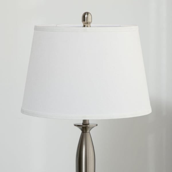 Rootz gulvlampe - sengelampe - 3-delt lyssæt - 1 gulvlampe - 2 bordlamper - hørlook - sølv/hvid - 38cm x 38cm x 158cm