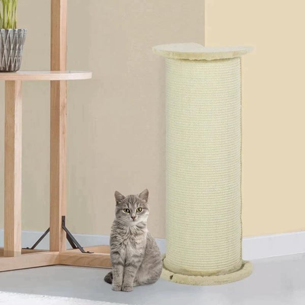 Rootz Scratching Barrel - Corner Scratcher - Hjørnedesign - Pladsbesparende - Cremehvid - 35cm x 35cm x 85cm