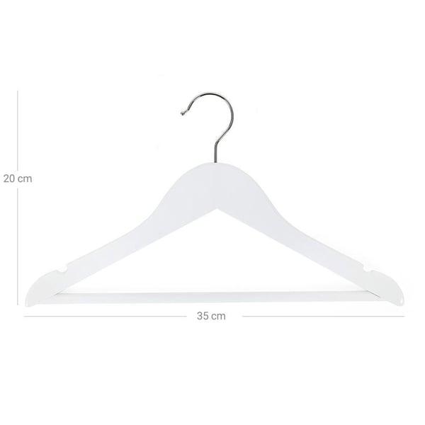Rootz Kids Hangers - Børnetøjsbøjler - Sæt med 20 børnebøjler - Træbøjler - Slank bøjle - Babybøjler - Små bøjler til børn - Hvid - 35 x 20 x 1,2 cm (