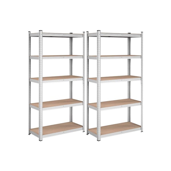 Rootz Opbevaringsstativ - Sæt med 2 Opbevaringsstativ - Stående hylde - Metalhylde - 5 hylder Opbevaringsstativ - Fritstående reol - Stål/E1 MDF - Søl