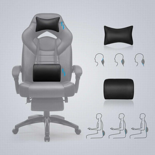 Rootz Gaming Chair - Kontorstol - Ergonomisk Gaming Chair - Esports Gaming Chair - Skrivebordsstol - Med Fodstøtte Og Nakkestøtte - Sort - 70 x 64 x (