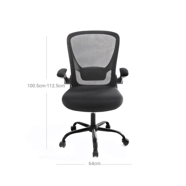 Rootz Kontorstol - Kontorstol med opklappelige armlæn - Ergonomisk kontorstol - Mesh-kontorstol - Arbejdskontorstol - Drejelig kontorstol - Computerst