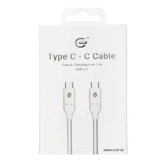 USB-C till USB-C (3.1) Laddningskabel 1m - Vit