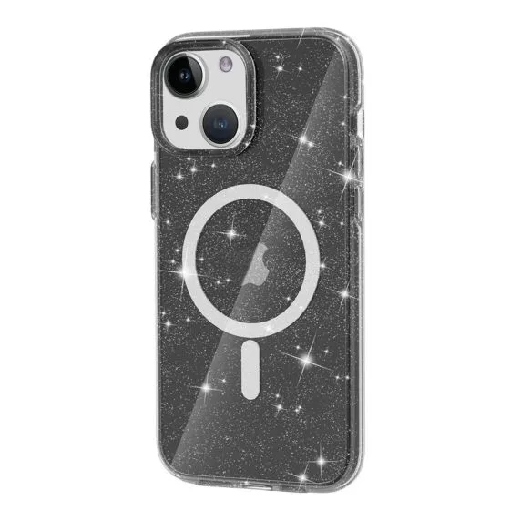 iPhone 15 Plus/14 Plus Mobilskal Glitter Magsafe - Svart