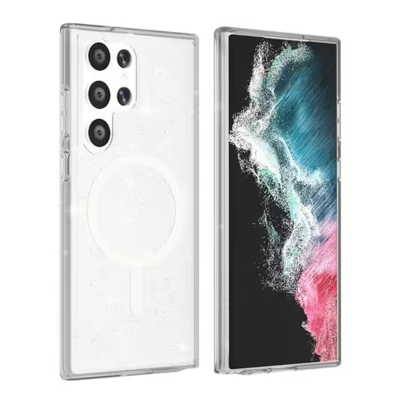 Samsung Galaxy S24 Ultra Mobilskal Stöttåligt med Glitter - Transparent