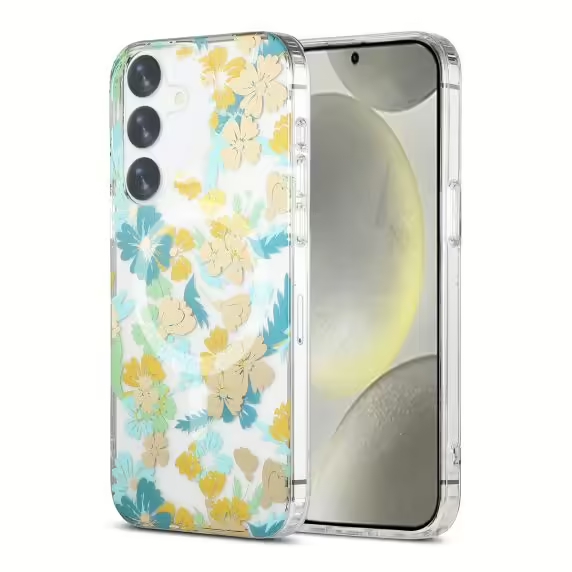 Samsung Galaxy S24 Plus Mobilskal Magnet - Blommor Turkos