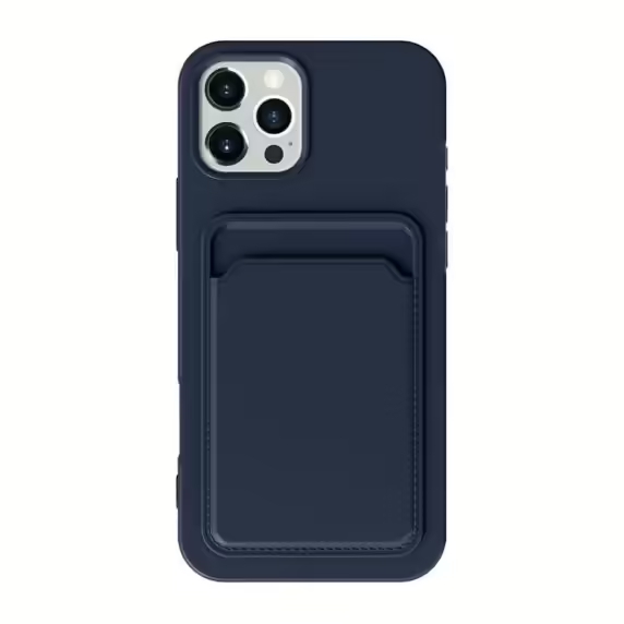 iPhone 16 Pro Mobilskal Silikon med Korthållare - Blå