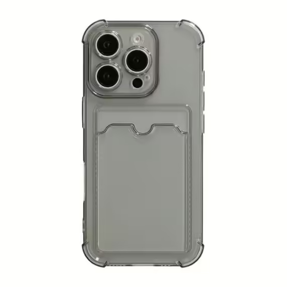 iPhone 16 Pro Max Mobilskal Stöttåligt med Korthållare - Svart
