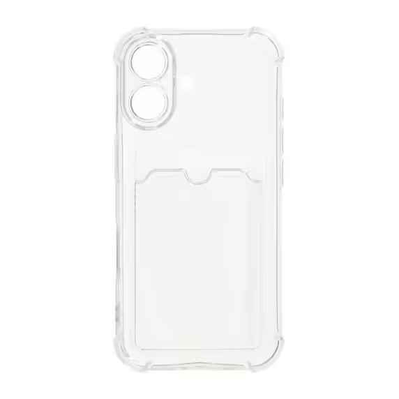 iPhone 16 Mobilskal Stöttåligt med Korthållare - Transparent