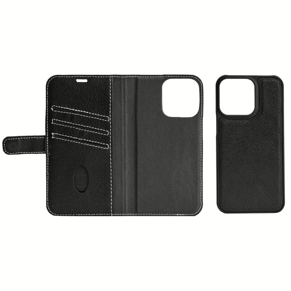 iPhone 13 leather wallet, detachable, Black