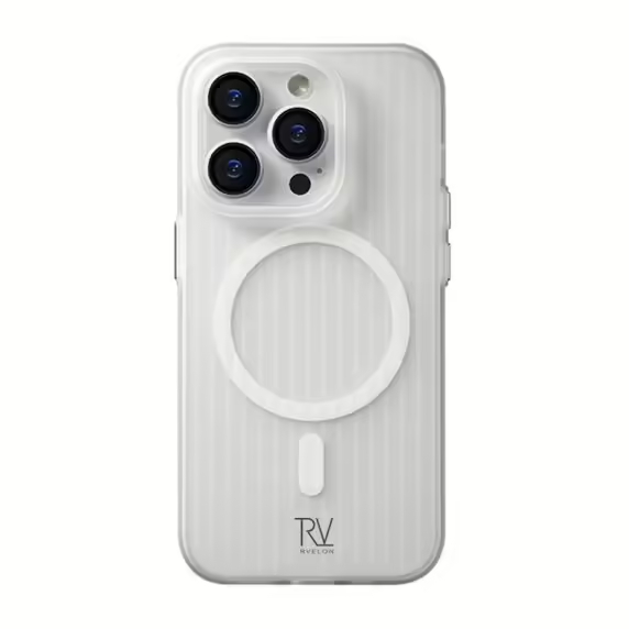 iPhone 15 Pro Max Mobilskal Korrugerad med Magsafe Rvelon - Vit