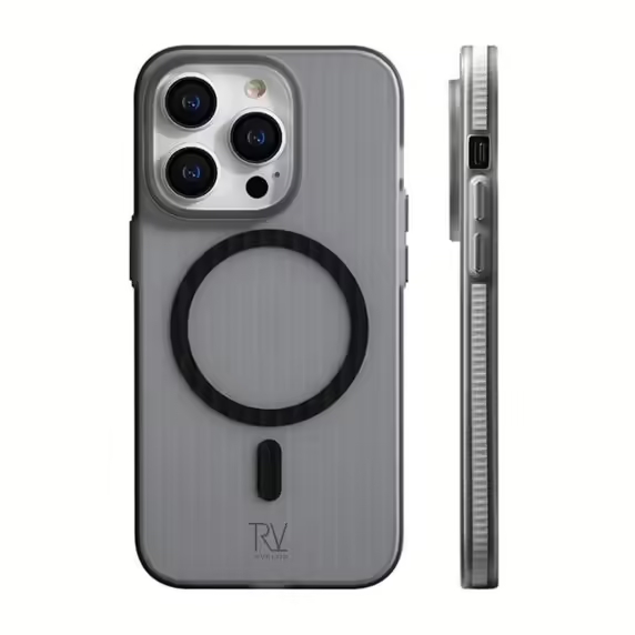 iPhone 15 Pro Max Mobilskal Korrugerad med Magsafe Rvelon - Grå