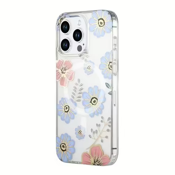 iPhone 15 Pro Max Mobilskal MagSafe - Blommor Röd/Blå