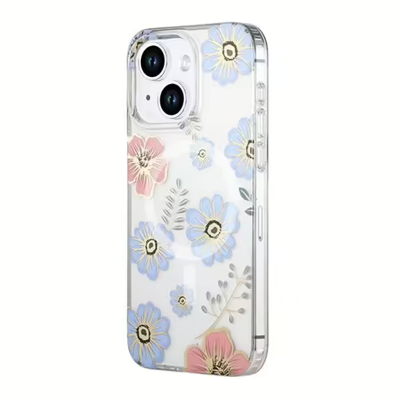 iPhone 14/15 Plus Mobilskal MagSafe - Blommor Röd/Blå