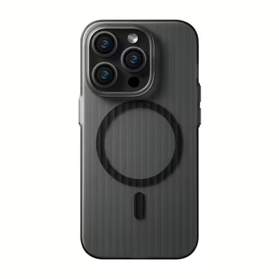 iPhone 15 Pro Mobilskal Korrugerad Anti-Halk - Svart