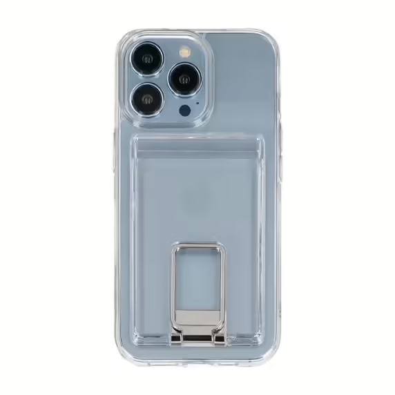 iPhone 15 Pro Mobilskal med Korthållare och Stativ Rvelon - Transparent