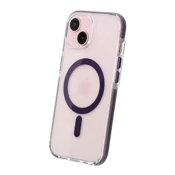 iPhone 15 Mobilskal Magnet Dubbelskydd - Lila