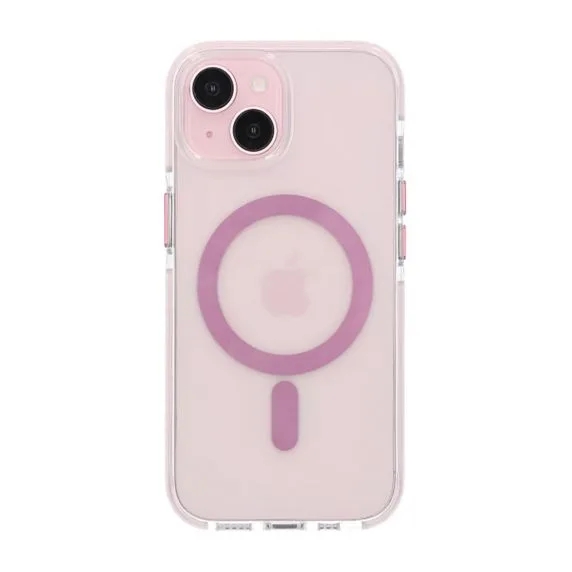 iPhone 15 Mobilskal Magnet Dubbelskydd - Rosa