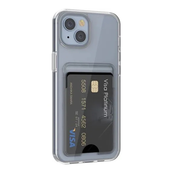 iPhone 15 Mobilskal med Korthållare TPU Rvelon - Transparent