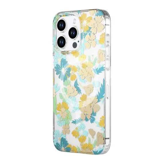 iPhone 14 Pro Mobilskal MagSafe - Blommor Turkos