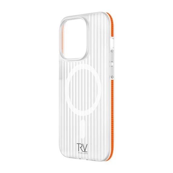 iPhone 14 Pro Mobilskal Korrugerad med Magsafe Rvelon - Orange