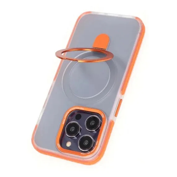 iPhone 14 Pro Max Mobilskal med Magsafe och Stativ - Orange
