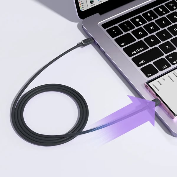 SiGN USB-C till USB-C Kabel 100W med Display, 2m - Svart