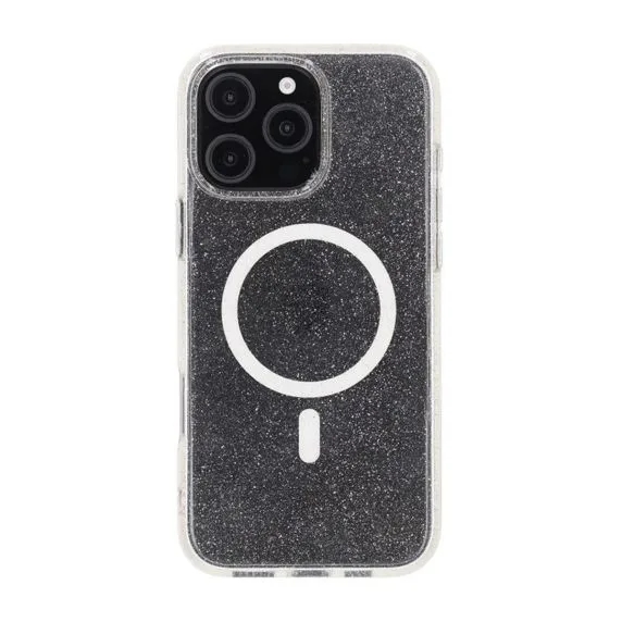 iPhone 16 Pro Max Rvelon Mobilskal TPU med MagSafe - Glitter Vit