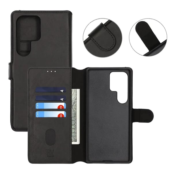 Samsung Galaxy S25 Ultra Plånboksfodral Magent Rvelon - Svart