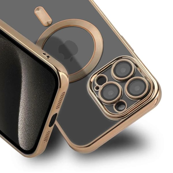 Luxury Mobilskal med Magsafe iPhone 15 Pro - Guld